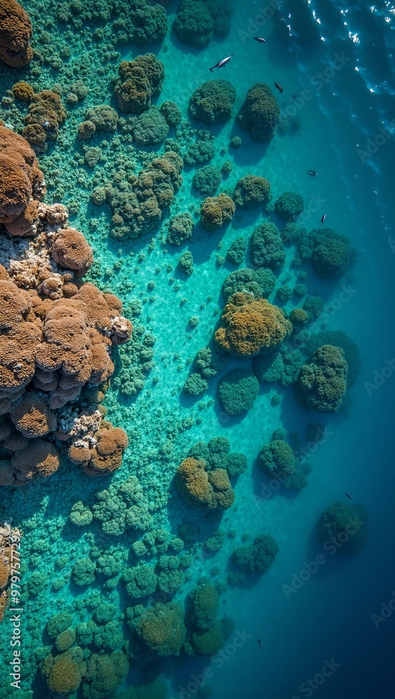 Obraz premium Colorful coral reef with fish in turquoise water