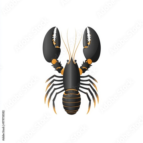 A lobster clipart, stained woodcut style, rustic design, earthy tones, isolated on white background. photo