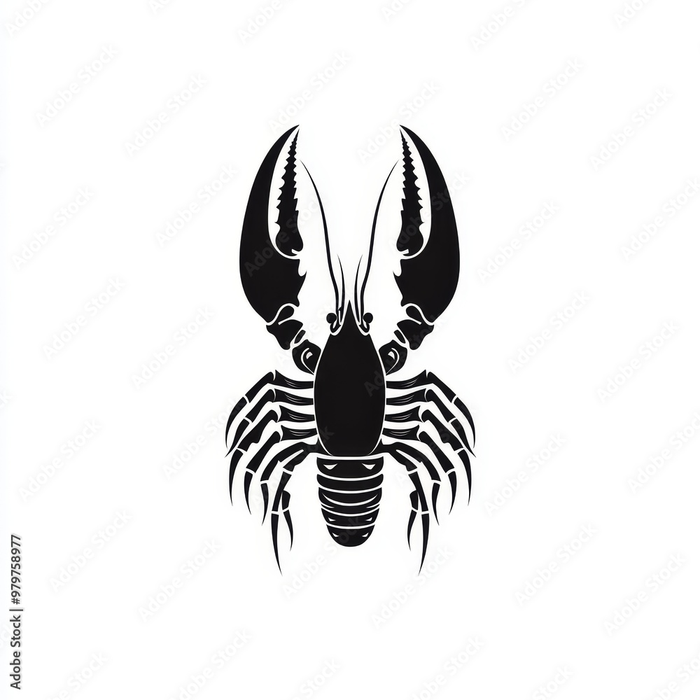 A lobster clipart, tribal tattoo design, intricate patterns, black and white, isolated on white background. A lobster clipart, tribal tattoo design, intricate patterns, black and white, isolated on white background.