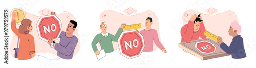 Refuse vector illustration. The act refusal can be seen as legitimate way to assert personal boundaries Emotions are integral part human experience and should be acknowledged in communication