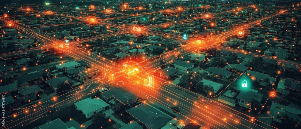 Obraz premium Urban Web of Intelligence, Smart Cities and IoT Integration