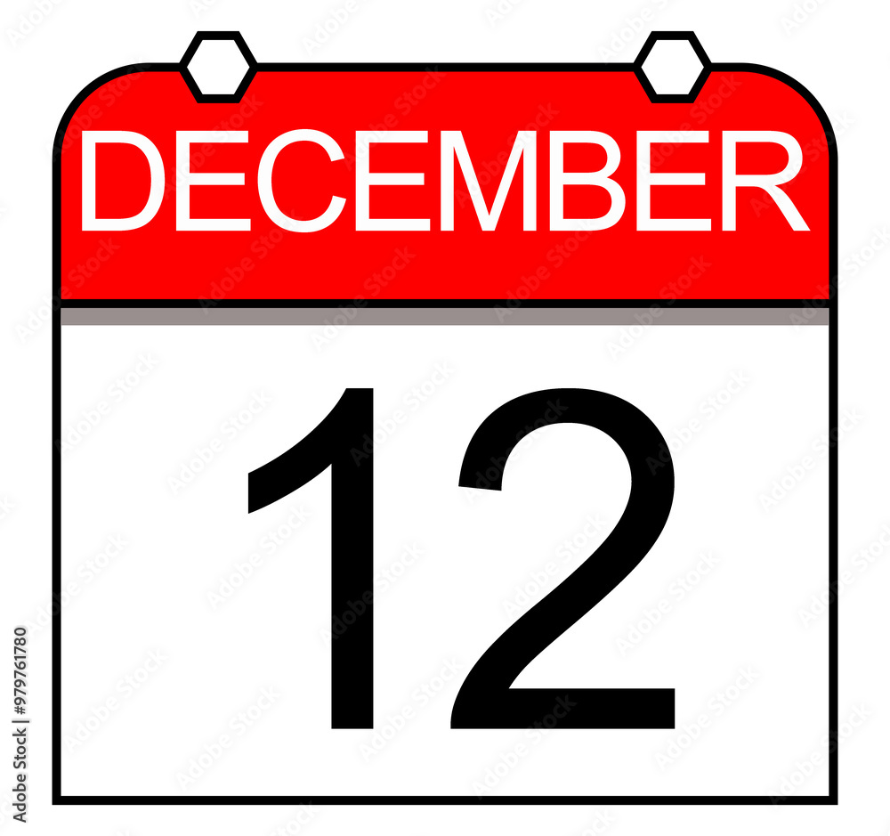 December 12. A simple isolated daily calendar icon. December 12. A simple isolated daily calendar icon.