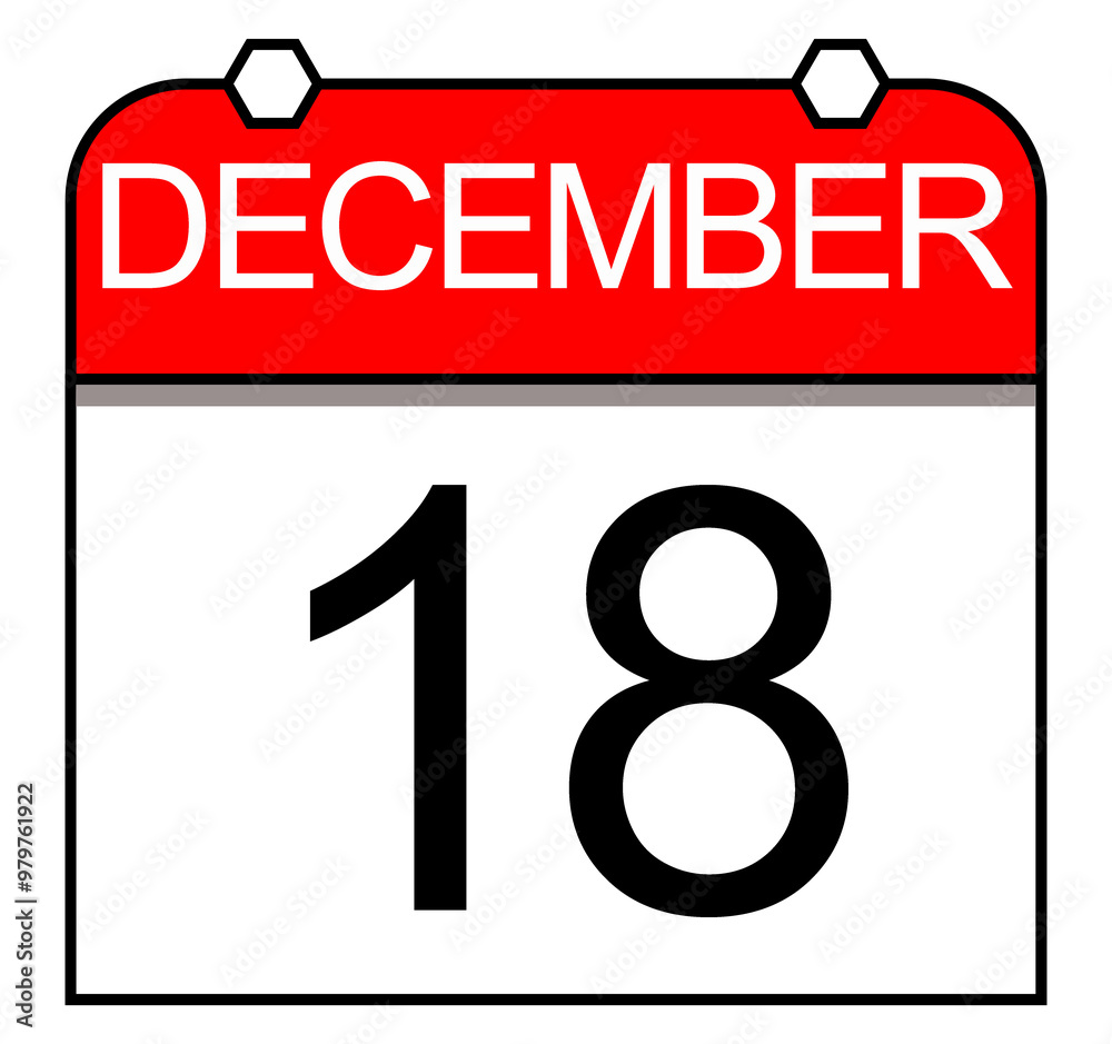 December 18. Classic style daily calendar. December 18. Classic style daily calendar.
