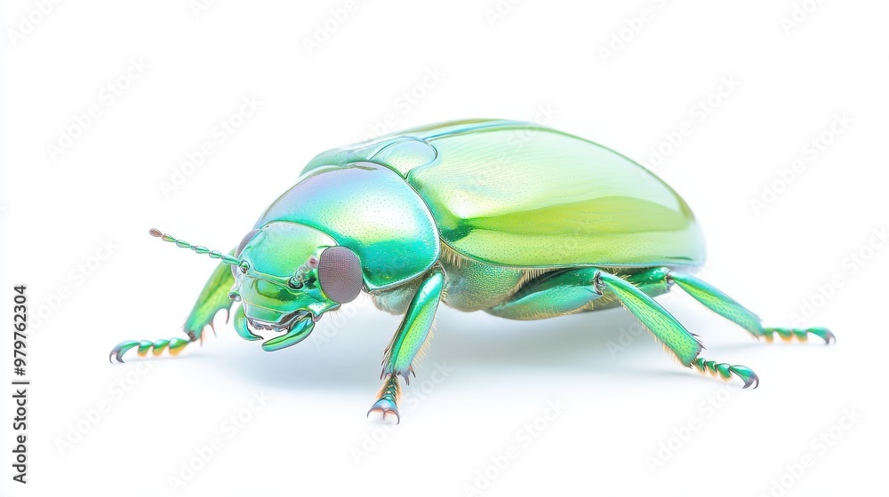 Naklejka premium A green bug with a shiny, metallic appearance