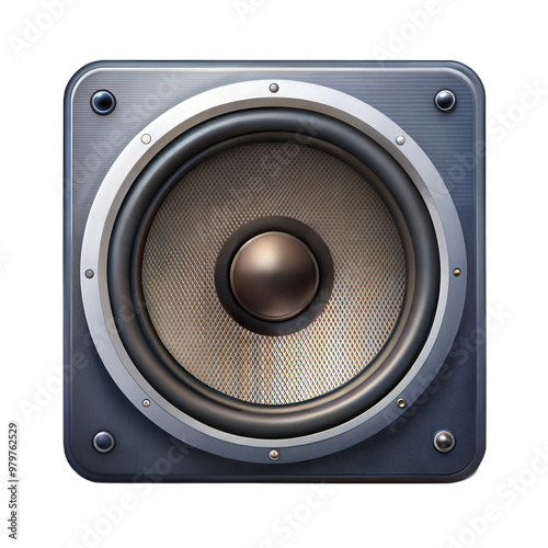 Gray speaker icon isolated on black, symbolizing sound, audio playback, and media devices.