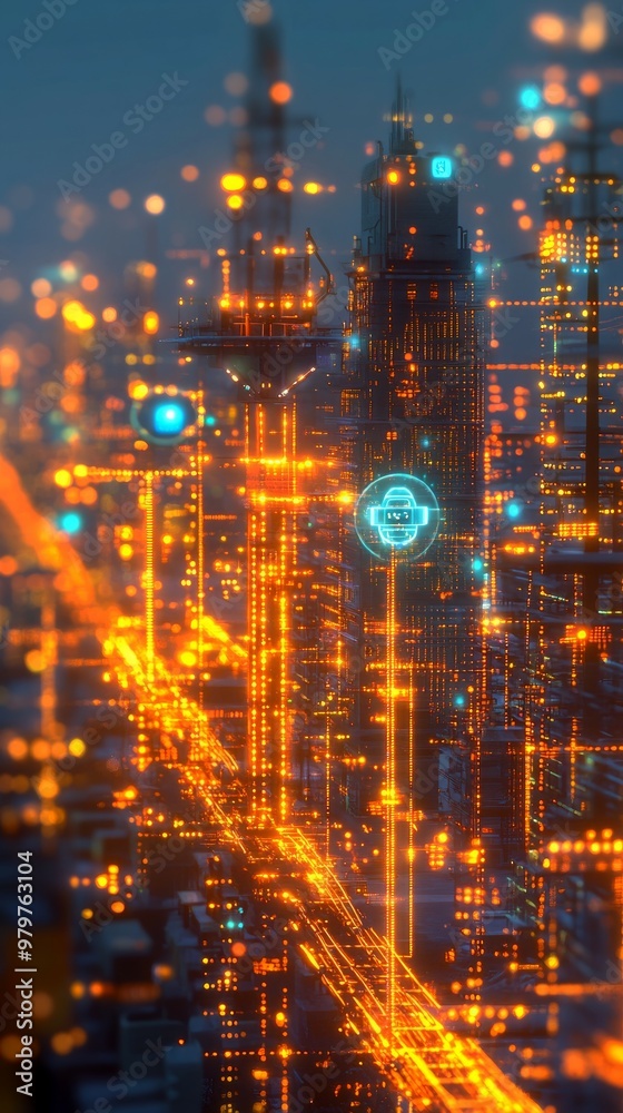 Fototapeta premium The Smart Grid, Smart Cities and IoT Integration