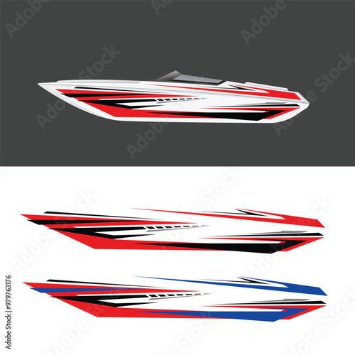 yacht ship wrapping sticker design vector. jet boat vinyl sticker

