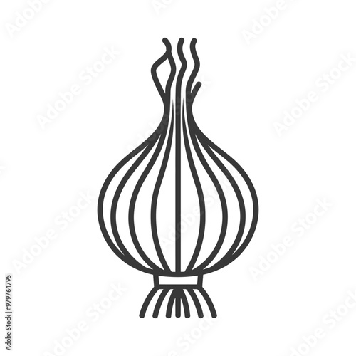 Line drawing illustration of an onion