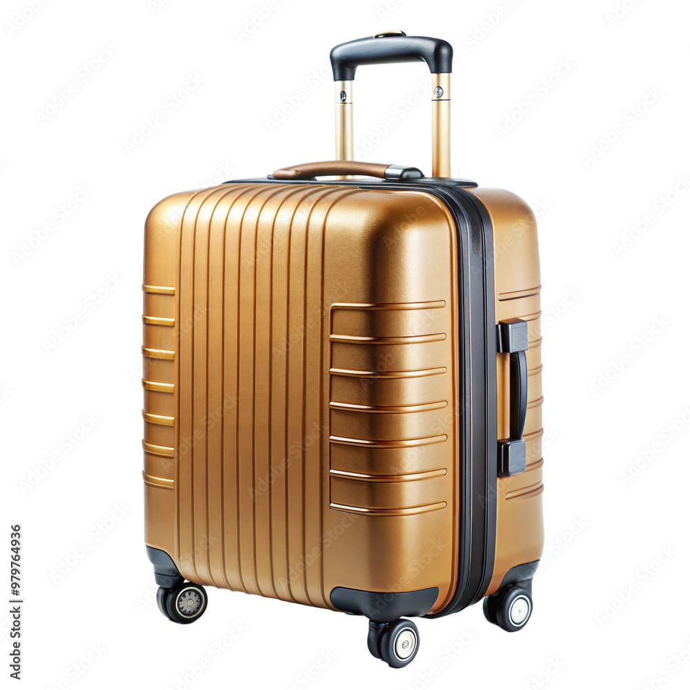 Golden suitcase with a sleek design, symbolizing travel, luggage, and modern style. Golden suitcase with a sleek design, symbolizing travel, luggage, and modern style.
