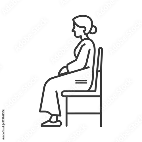 Line Art Illustration of a Woman Sitting on a Chair