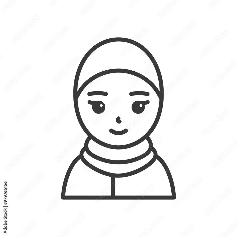 Line Art Illustration of a Woman Wearing a Hijab Line Art Illustration of a Woman Wearing a Hijab