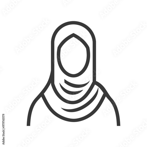 Line art illustration of a woman wearing a hijab