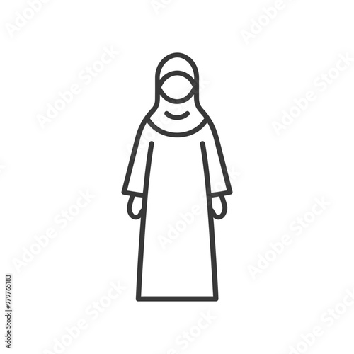 Line art illustration of a woman wearing a hijab