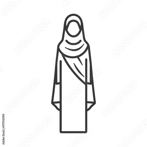 Line art illustration of a woman wearing a hijab