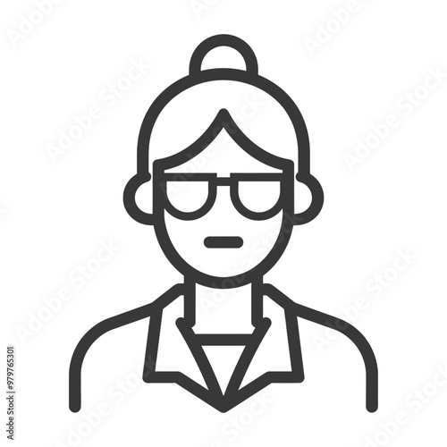 Line Art Illustration of a Woman Wearing Glasses