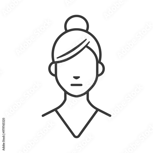 Line Art Illustration of a Woman with a Bun Hairstyle