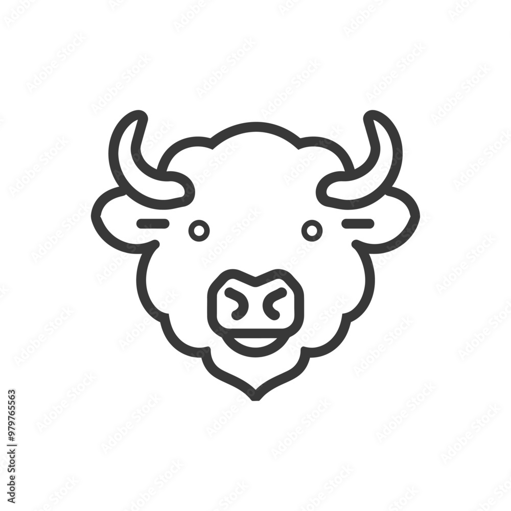 Line art illustration of a yaks head Line art illustration of a yaks head