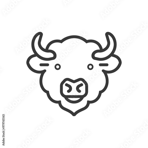 Line art illustration of a yaks head