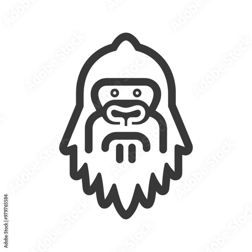 Line Art Illustration of a Yetis Face