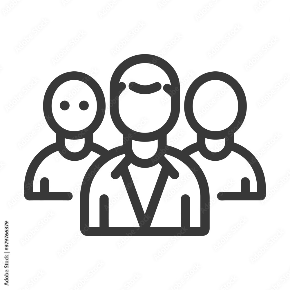 Line Art Illustration of Three People Standing Together Line Art Illustration of Three People Standing Together