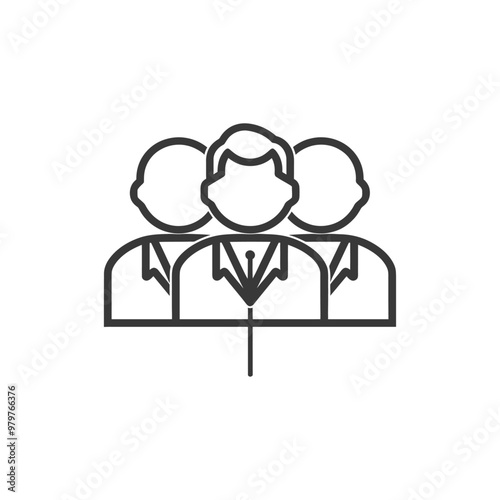 Line Art Illustration of Three People Standing Together