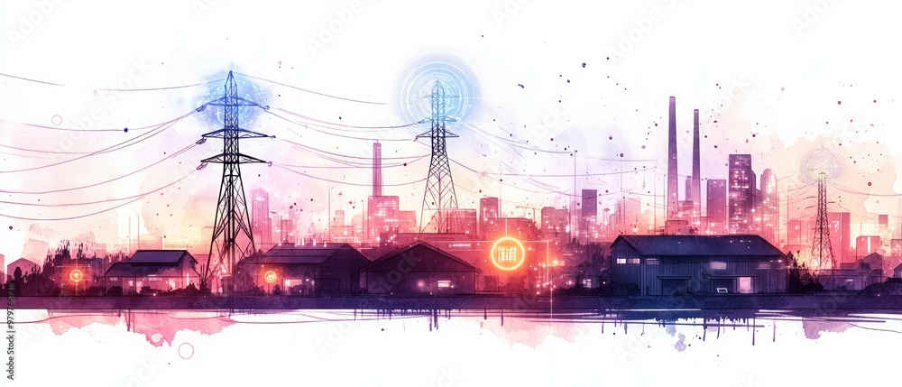 Fototapeta premium The Smart Grid, Smart Cities and IoT Integration