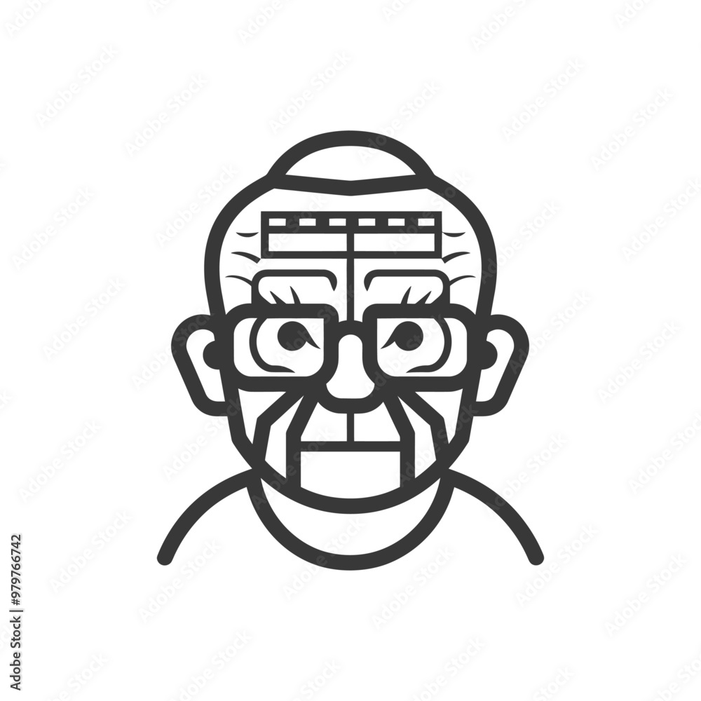 Line Art Portrait of an Elderly Man with Glasses Line Art Portrait of an Elderly Man with Glasses