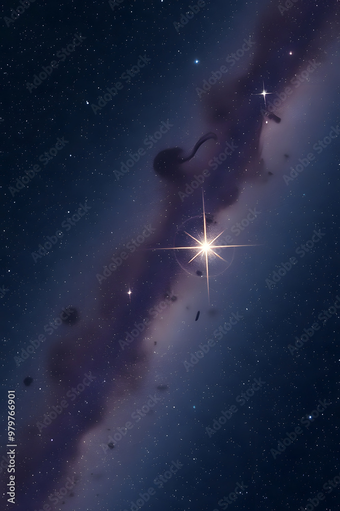 Fototapeta premium A stunning panoramic view of the Milky Way galaxy, showcasing a bright band of stars and cosmic dust stretching across the night sky.