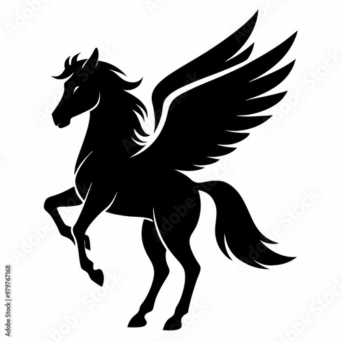 Pegasus silhouette vector illustration on white background