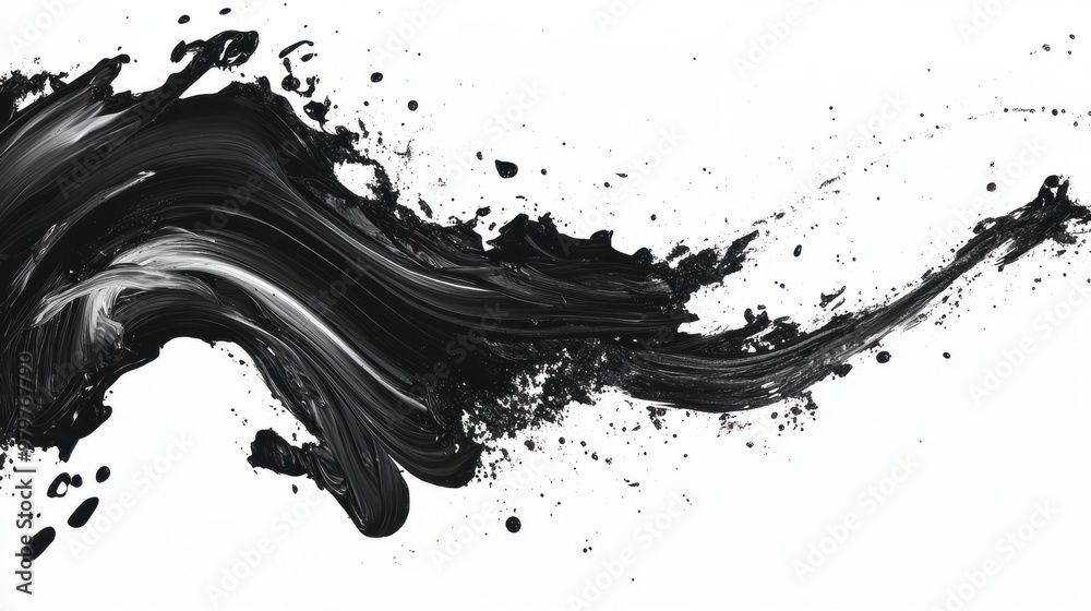 Abstract black in splash, paint, brush strokes, stain grunge isolated on white background, Japanese style with Generative AI. transparent background Abstract black in splash, paint, brush strokes, stain grunge isolated on white background, Japanese style with Generative AI. transparent background