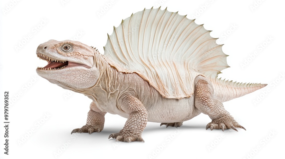 Obraz premium A white lizard with a long tail and a large fan on its back