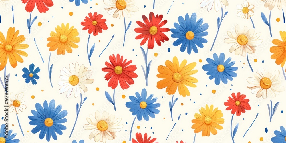 Colorful bouquets of flowers in a vibrant pattern celebrating spring's beauty Colorful bouquets of flowers in a vibrant pattern celebrating spring's beauty