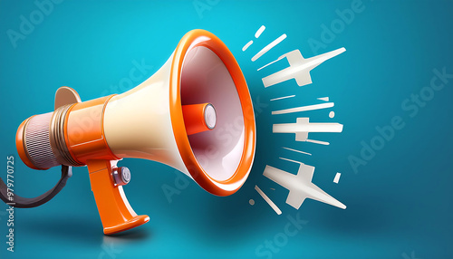  3D illustration megaphone icon – A 3D render of a megaphone, typically used for announcemen_1(74) photo