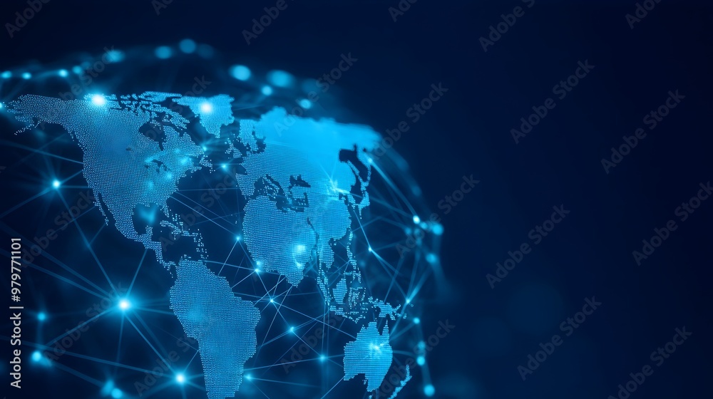 Fototapeta premium Global Freight Routes Map - Visualizing International Trade Corridors and Logistics Networks Supporting Global Transport Infrastructure