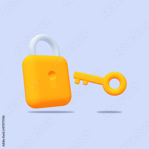 3D padlock with key