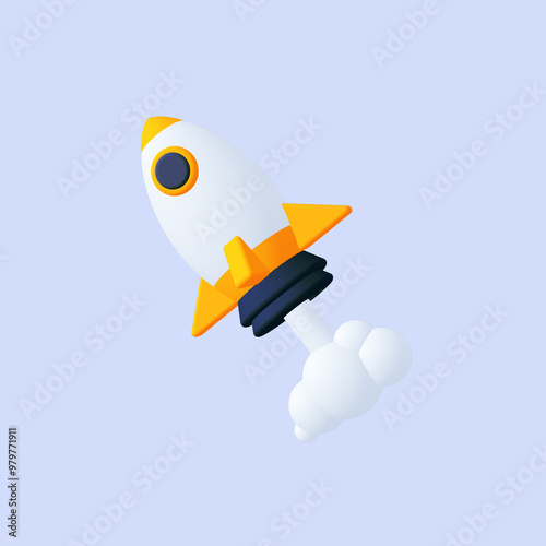 3D rocket launching with smoke