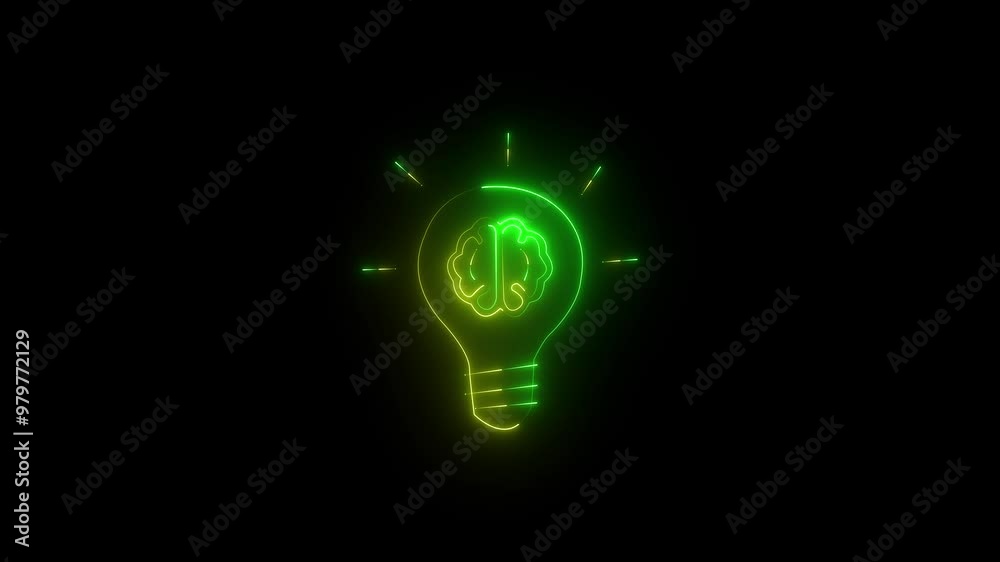 glowing bulb green yellow color glowing neon line animation. 4k video. glowing bulb green yellow color glowing neon line animation. 4k video.