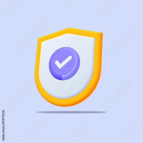 3D yellow secure shield with checklist