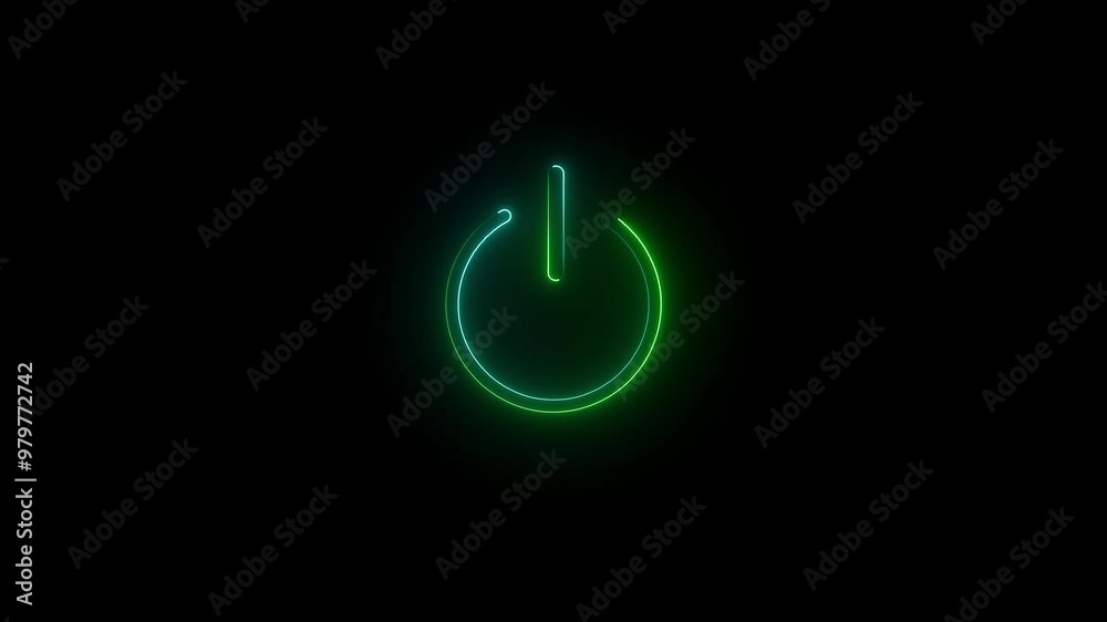 Green and ash power button icon animation on a black background. Off, On icon. Used to switch on and off. Animation 4k video.