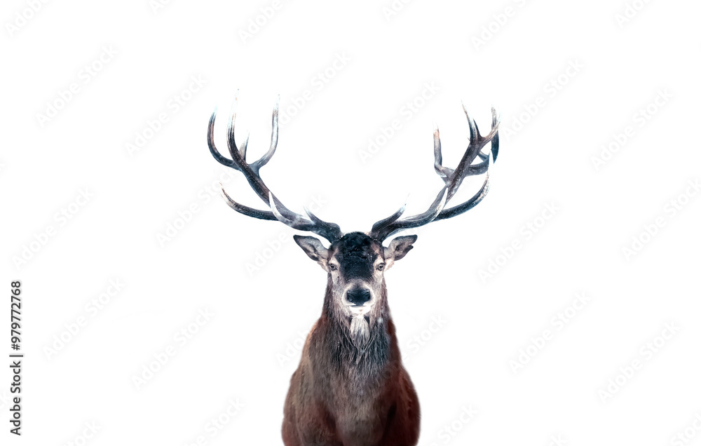Red deer head isolated on white background Red deer head isolated on white background