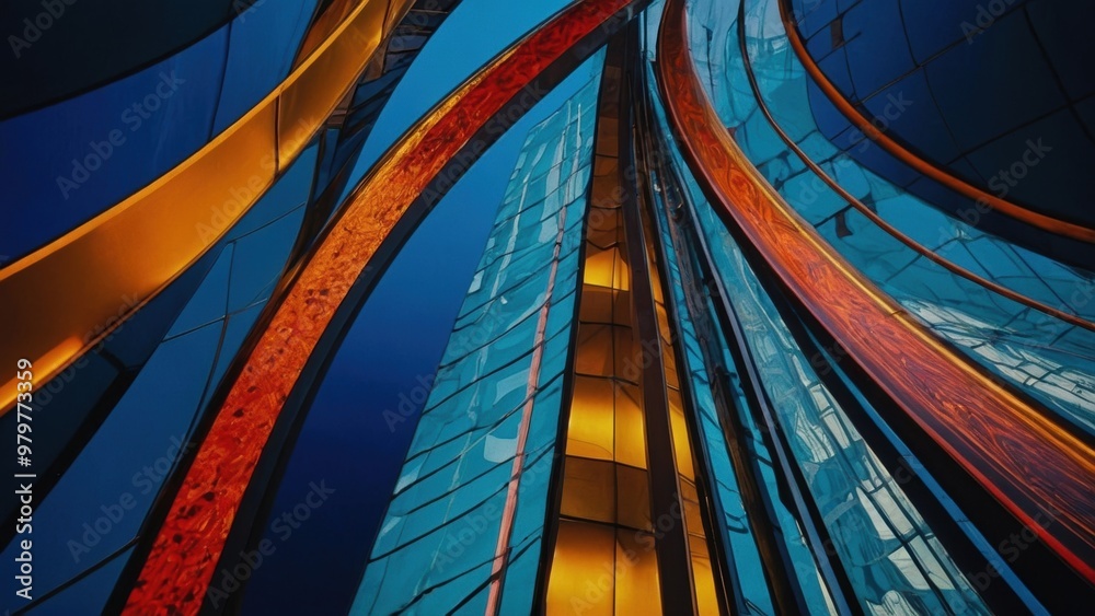 Fototapeta premium An exploration of shapes and colors forms a striking abstract visual statement