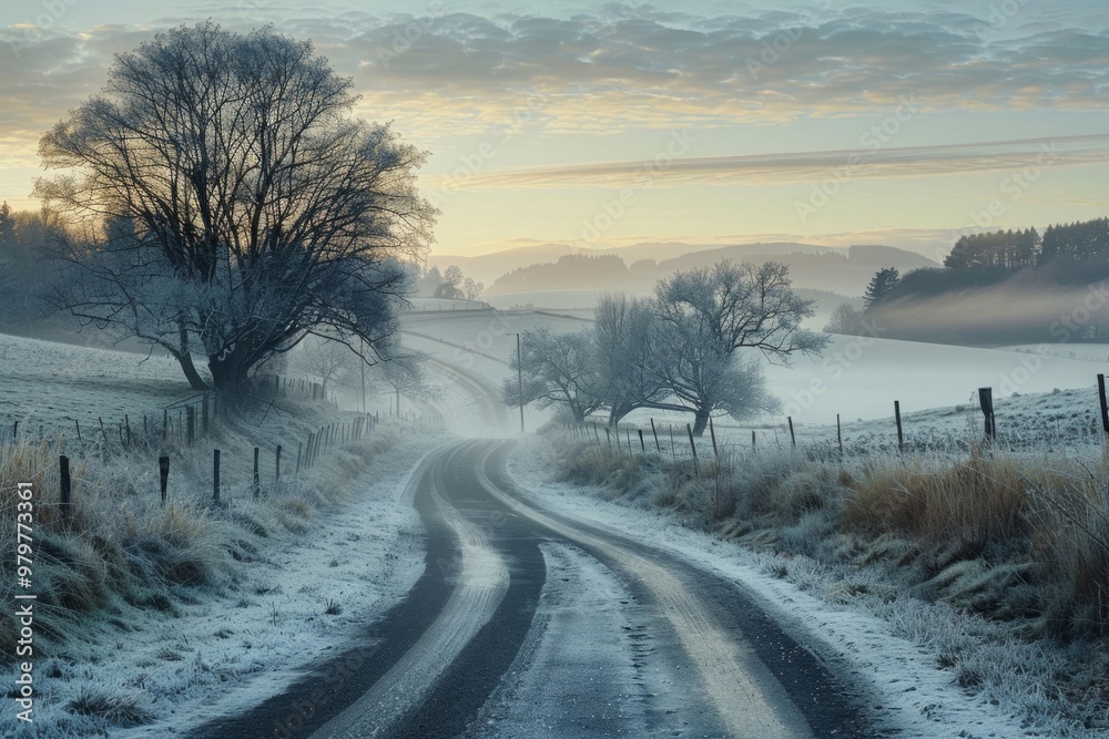 Empty asphalt road in mountains in winter Empty asphalt road in mountains in winter