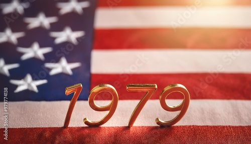 American Flag Background with 1979 Focus photo