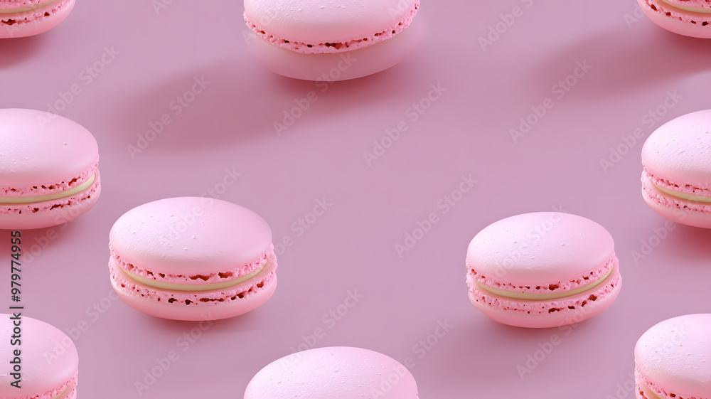 Obraz premium Seamless pattern, pink macarons pattern, isolated background, texture. 