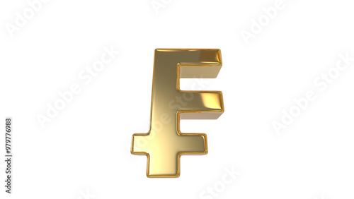 Swiss Franc currency symbol of the Switzerland and Liechtenstein in shiny gold - 3d Illustration, 3d rendering	