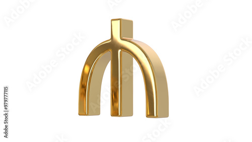 Azerbaijani Manat currency symbol currency of Azerbaijan in shiny gold - 3d Illustration, 3d rendering	