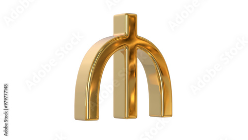 Azerbaijani Manat currency symbol currency of Azerbaijan in shiny gold - 3d Illustration, 3d rendering	