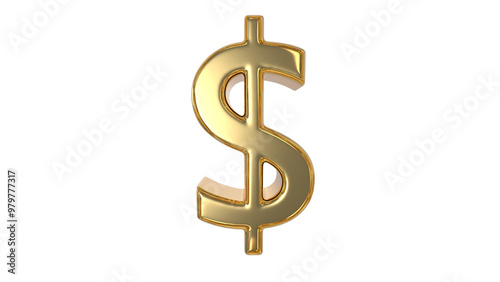 Dollar currency symbol of USA made of shiny gold - 3d Illustration, 3d rendering	