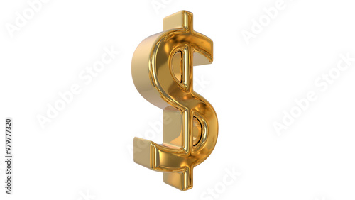 Dollar currency symbol of USA made of shiny gold - 3d Illustration, 3d rendering	