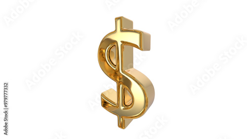 Dollar currency symbol of USA made of shiny gold - 3d Illustration, 3d rendering	